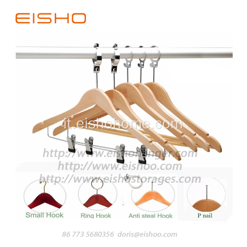 EISHO All&#39;ingrosso Hotel Hanger di legno sfuso con clip